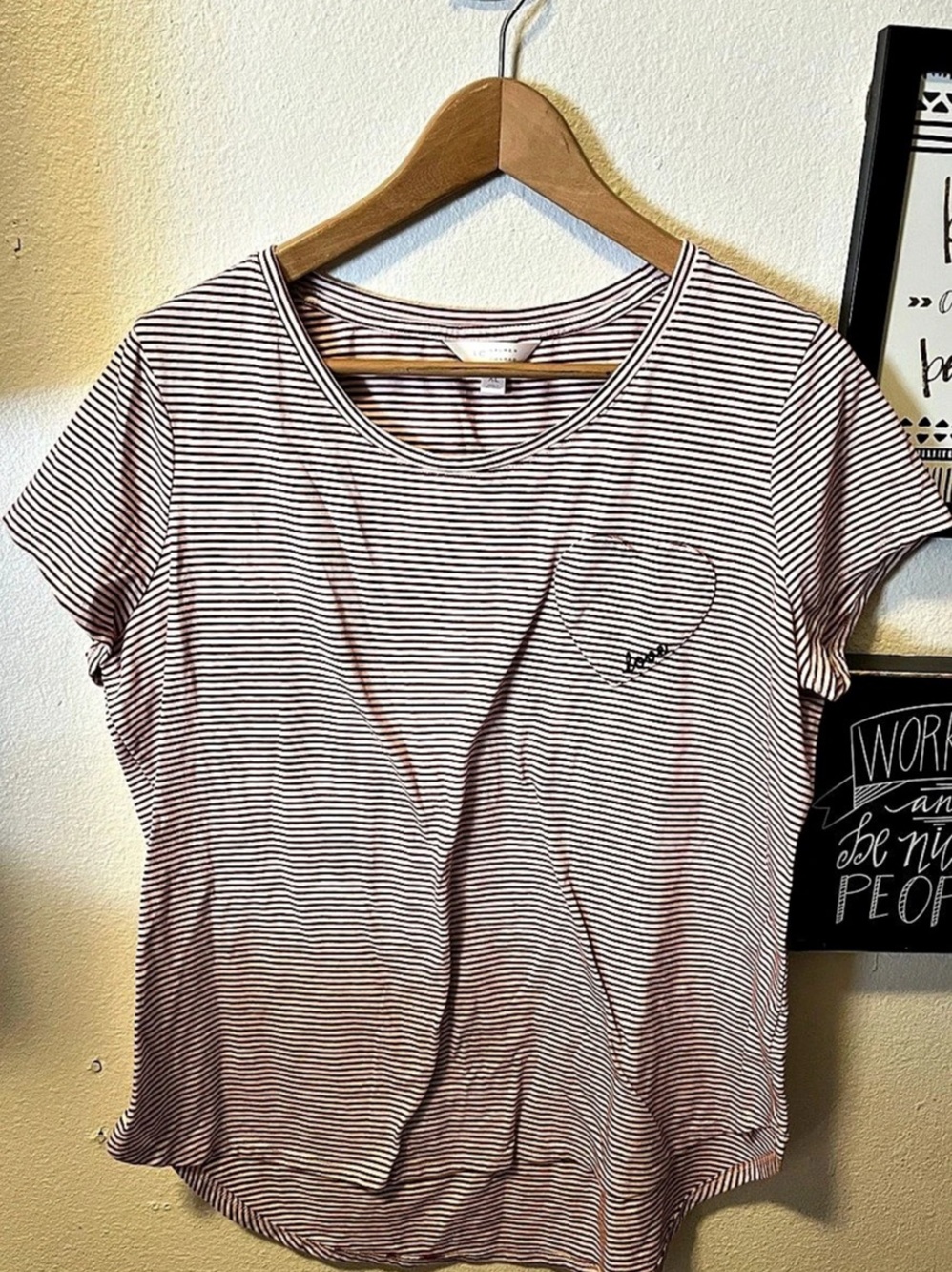 Lauren Conrad Striped Short Sleeve Top Pink & White Size XL